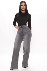 Having A Moment Wide Leg Jeans - Grey Ins Street